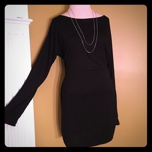 BLACK BOATNECK COTTON MINI